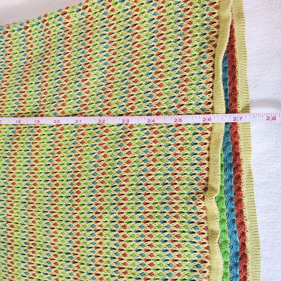 Vtg 70s Top Knit Striped Textured Mod Sweater Rainbow Colorful Retro Size Medium - Picture 3 of 5